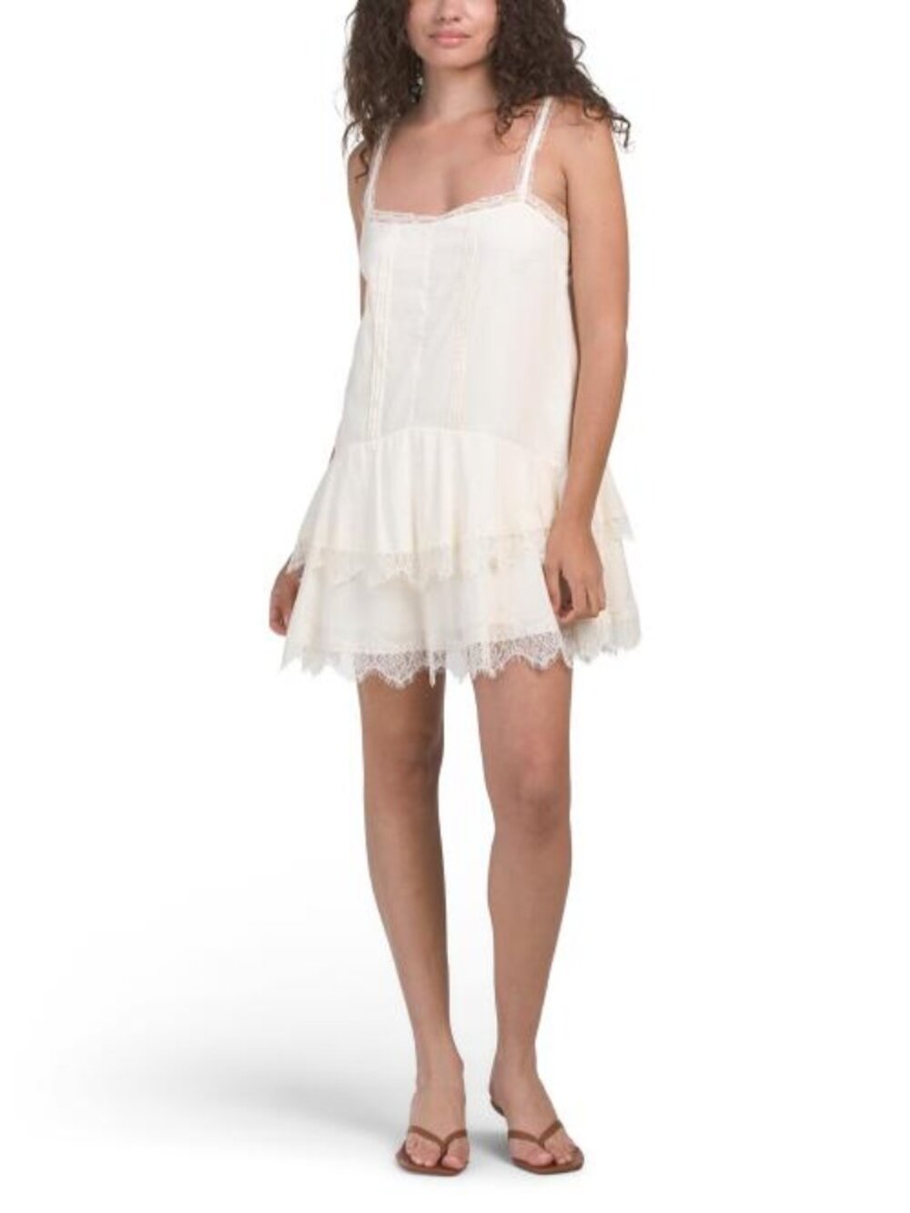 KOURT Sleeveless Lace Trim Mini Dress